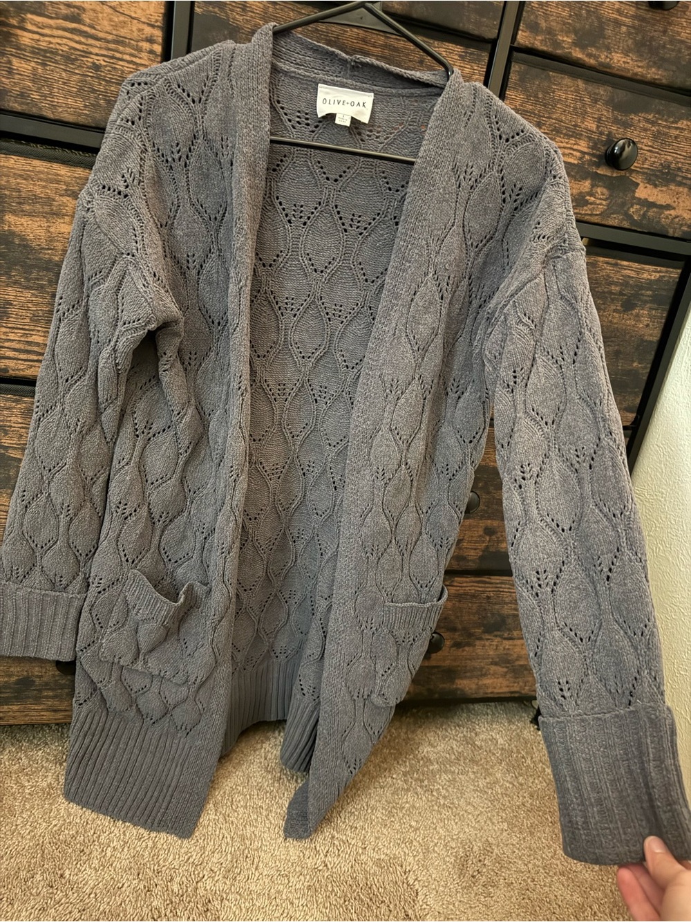 Women’s Grey Crochet Cardigan Size Small NWOT